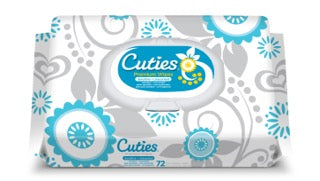 Cuties Baby Wipes Quilted Sensitive Unscented 72/pk, 12 pk/cs